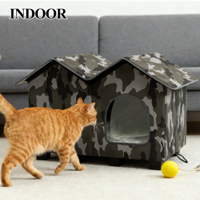 Kilodor Heated Outdoor Cat House, Insulated Elevated Cat House Weatherproof for Outside, Cat Shelter with Heated Pad for Outdoor/Indoor Cat in Winter (Green, Large) - Image 5