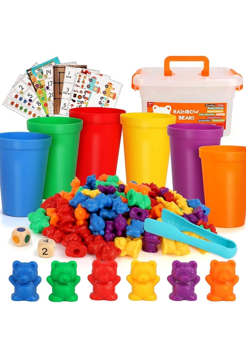 MIXDE - Counting Bears with Matching Sorting Cups,Cute Bear Counters with Activity Cards and Storage Box,Montessori Educational Counting and Sorting Toys,Fun Math Manipulative for Preschool Learning - Image 1
