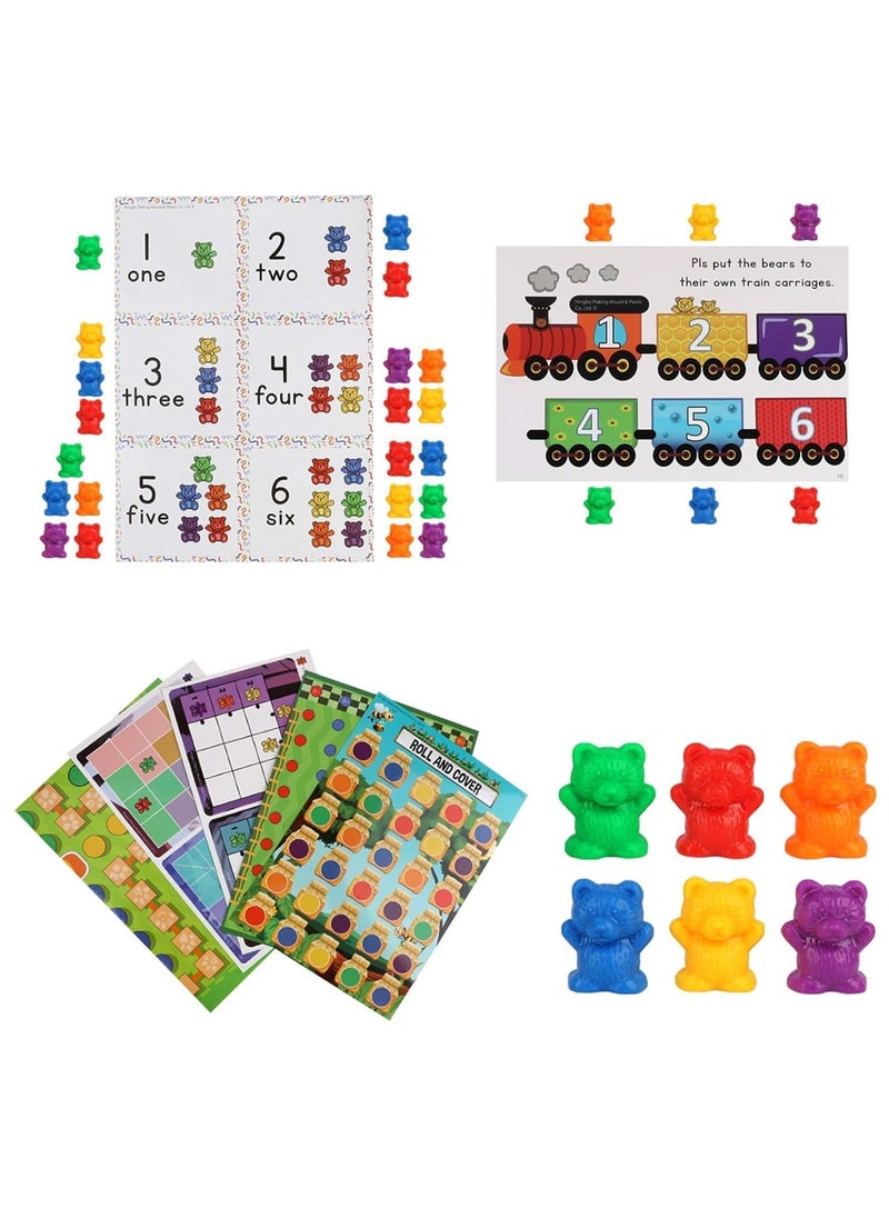 MIXDE - Counting Bears with Matching Sorting Cups,Cute Bear Counters with Activity Cards and Storage Box,Montessori Educational Counting and Sorting Toys,Fun Math Manipulative for Preschool Learning - Image 1