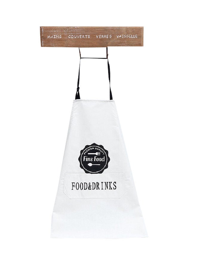 NIBEMINENT Cotton Padded Canvas Spoon Fork Pattern Anti-Smudge Apron White 72 x 56centimeter