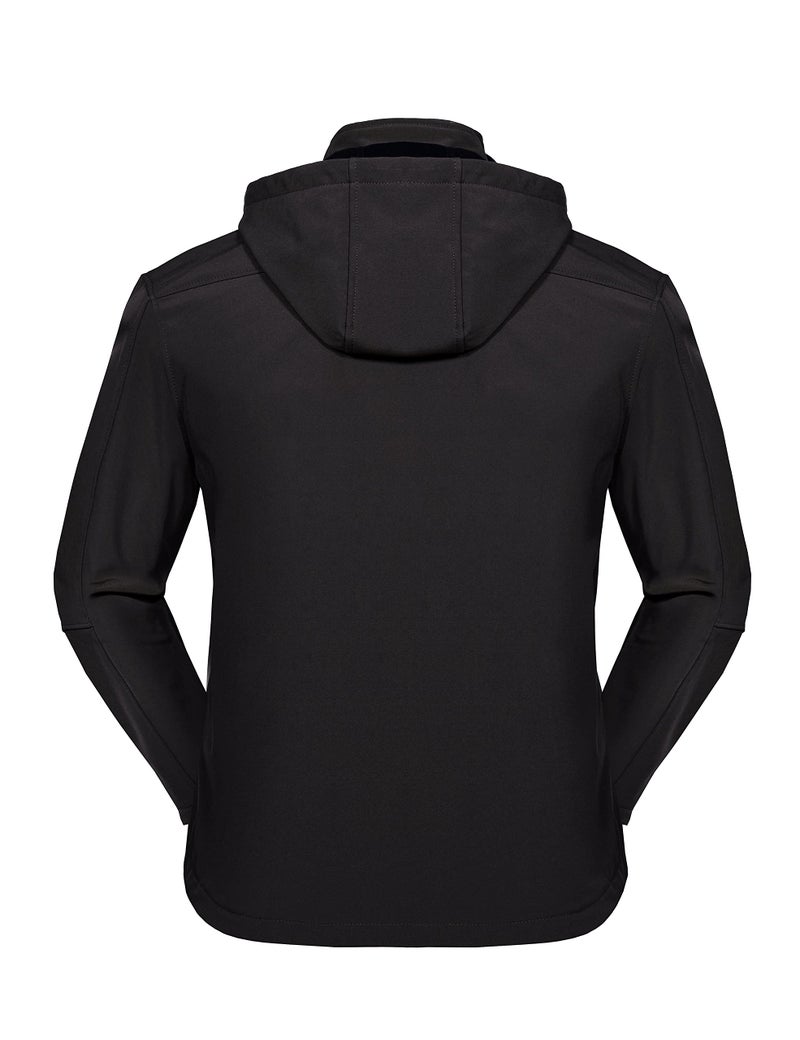 Little Donkey Andy Menâ€™s Softshell Jacket with Removable Hood, Fleece Lined and Water Repellent Black Size L - Image 3