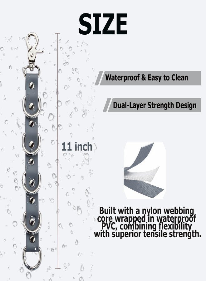 DISCPETSEC Dog Grooming Loop Extension Strap with 5 D-Rings – 3/4 Inch Wide Waterproof PVC Connector Strap for Pet Safety, Grooming Tables & Bathing (Gray, 11 inch (5 D-Ring)) - Image 2