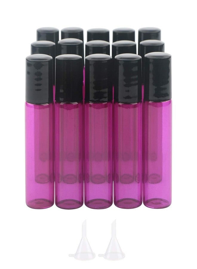 JIUWU 15 Pack Rose Red 5ml Essential Oils Roller Bottles Refillable Stainless Steel Roller Balls Glass Vials Sample Beauty Bottles for Aromatherapy Travel ((1 Tool, 2 Funnels) - Image 1