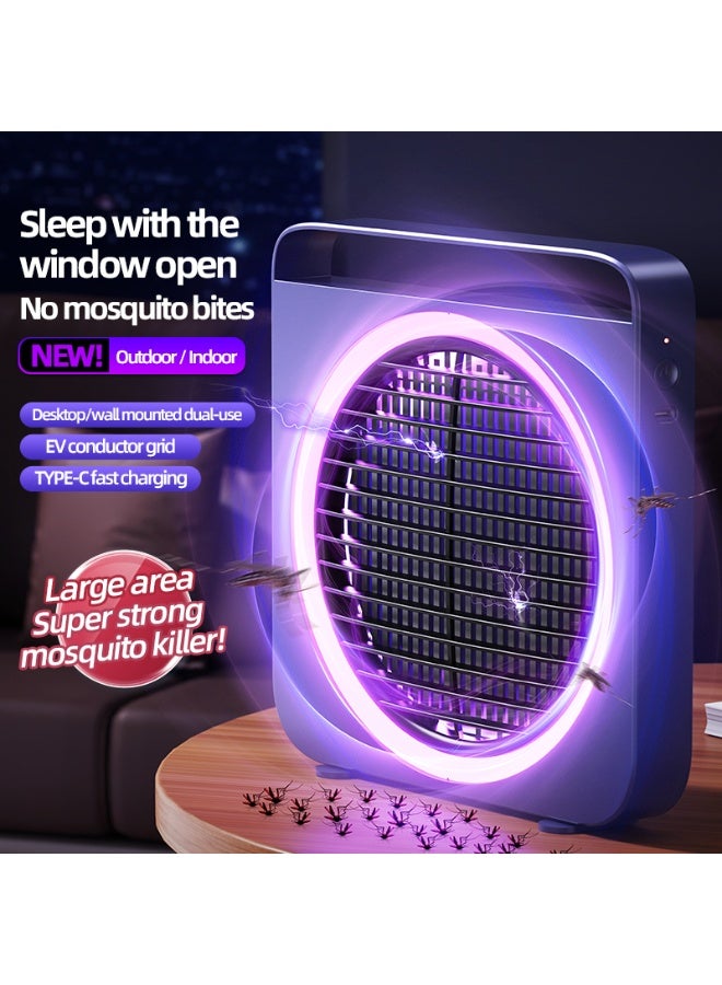 BOAO Rechargeable Electric Mosquito Killer Lamp, 3rd Gen Bionic Mosquito Lure, 395nm UV Light, 2400V EV Grid, Type-C Fast Charging, Wall-Mounted & Desktop Dual-Use Bug Zapper for Indoor/Outdoor, Safe for Kids & Pets - Image 3