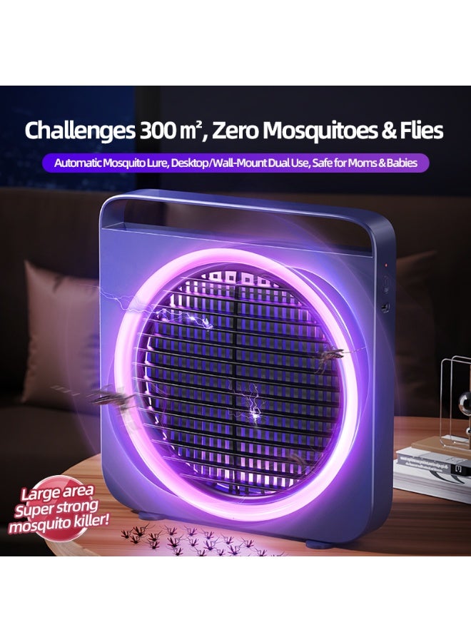 BOAO Rechargeable Electric Mosquito Killer Lamp, 3rd Gen Bionic Mosquito Lure, 395nm UV Light, 2400V EV Grid, Type-C Fast Charging, Wall-Mounted & Desktop Dual-Use Bug Zapper for Indoor/Outdoor, Safe for Kids & Pets - Image 4