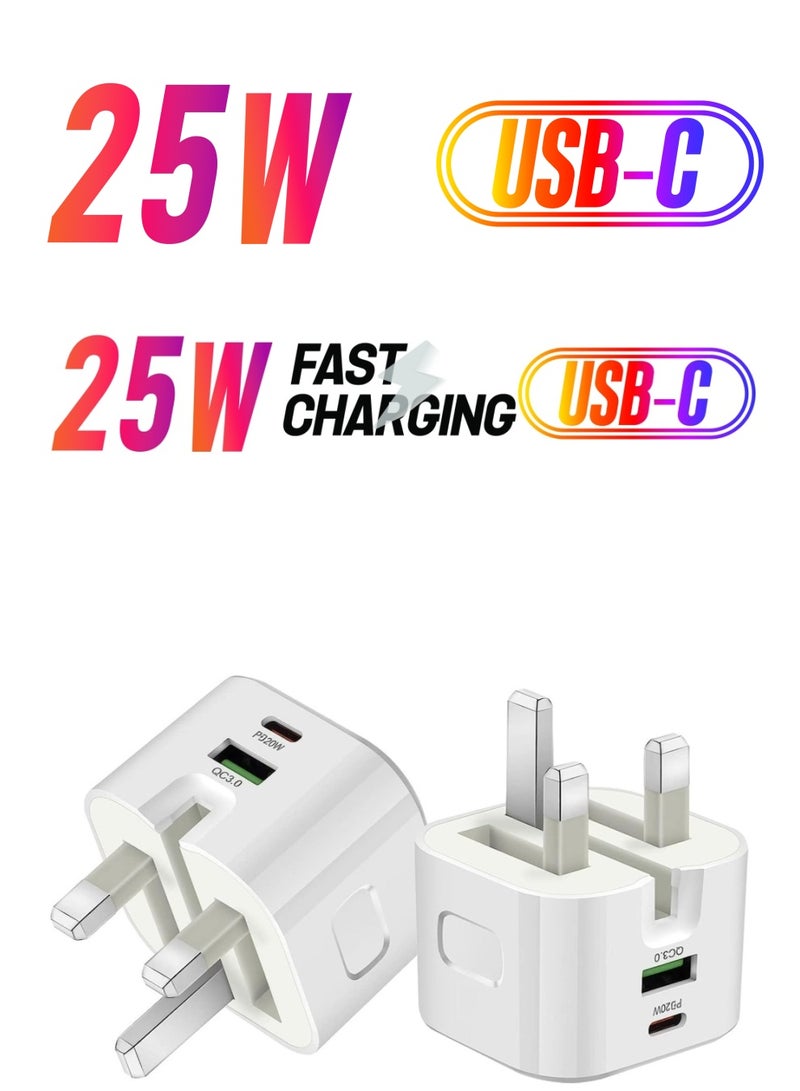 ELTRAZONE JMARY 25W USB-C Dual Port Charger, Foldable Plug Wall Charger, Infino Travel Adapter, PD TYPE C+USB Quick Charge 3.0 - compatible with iPhone 12/13/14, Samsung, Huawei, iPad, Google Pixel - Image 1
