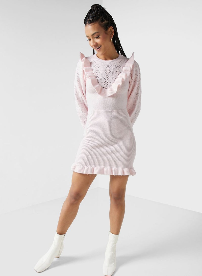 Miss Selfridge Ruffled Knit Dress - Image 4