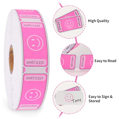 L LIKED Smile Raffle Tickets Roll,Each Tickets 1''x2'',for Events, Entry, Class Reward, Fundraiser & Prizes,1000 Tickets Per Roll -Pink - Image 2