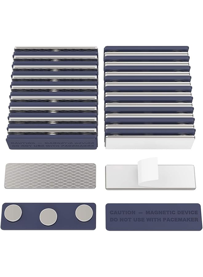 erorex Magnetic Name Tag Magnetic Badge Holder For Clothes Metal Magnetic Tags With 3 Neodymium Magnets Pass Holder With Adhesive Tape For Jacket Lapel Or Shirt 20 Pcs Blue - Image 1