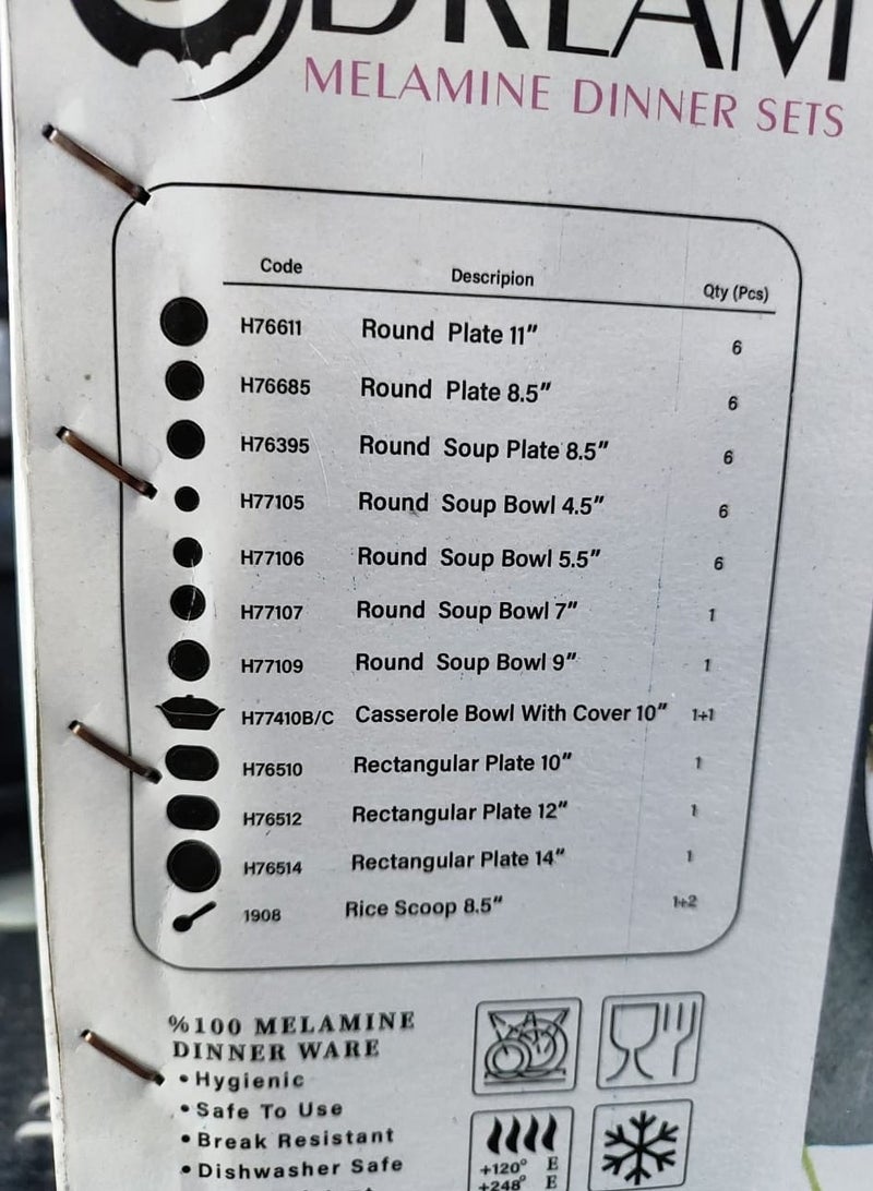 Dream MELAMINE Dinner sets 40 pieces - Image 3