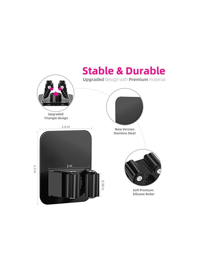 Green Tiger 4 Pack Broom Holder Wall Mount, Improved Super Anti-Slip Mop and Broom Holder Wall Mount, Broom Hanger Gripper for Kitchen, Bathroom, Closet, Garden Garage, Black - Image 4