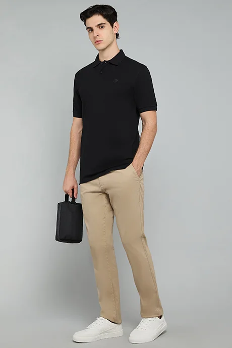 أر أند بي Solid Slim Fit Pants with Button Closure
