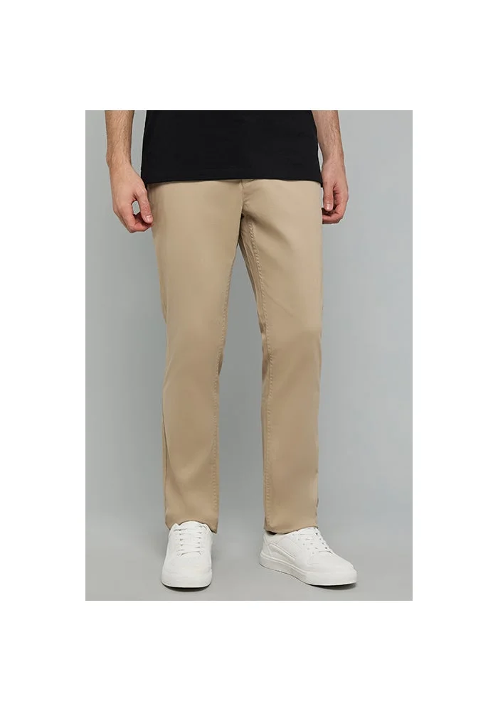 أر أند بي Solid Slim Fit Pants with Button Closure