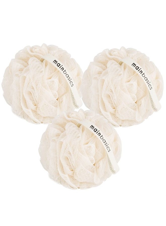 MainBasics Seaweed Infused Bath Shower Loofah Sponge Pouf Body Wash Scrubber (Set of 3) - Image 1