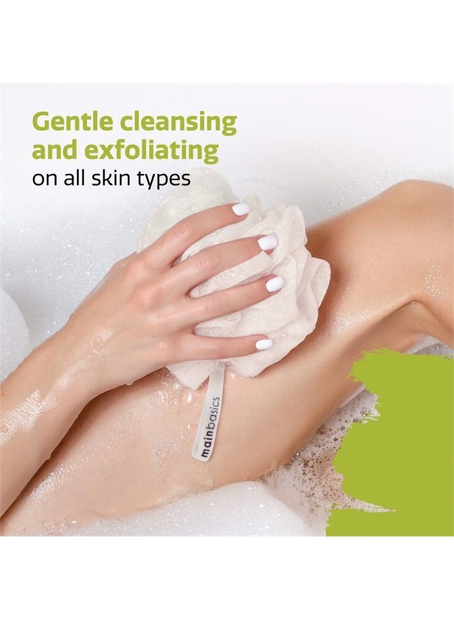 MainBasics Seaweed Infused Bath Shower Loofah Sponge Pouf Body Wash Scrubber (Set of 3) - Image 4