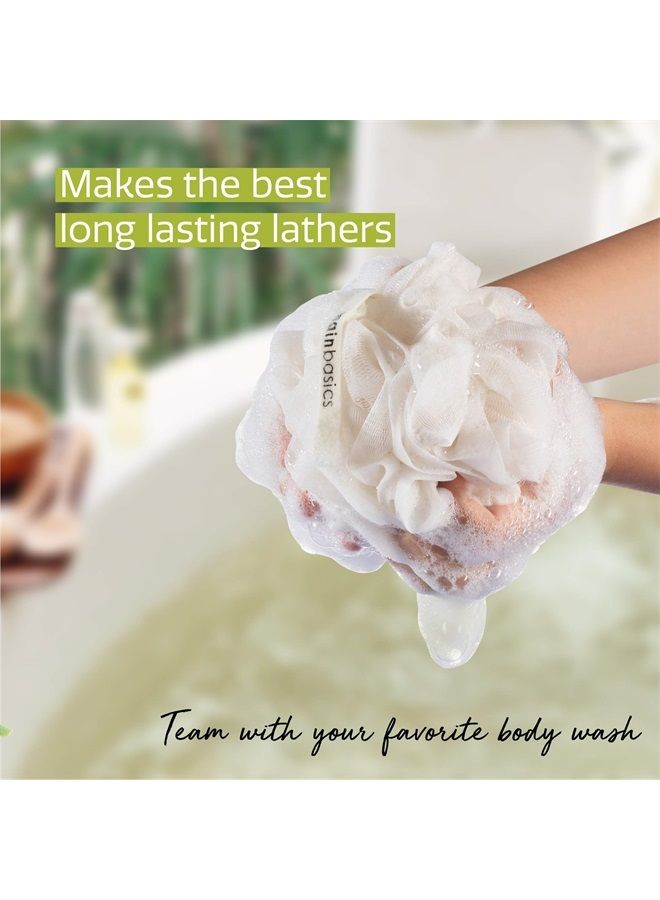 MainBasics Seaweed Infused Bath Shower Loofah Sponge Pouf Body Wash Scrubber (Set of 3) - Image 5