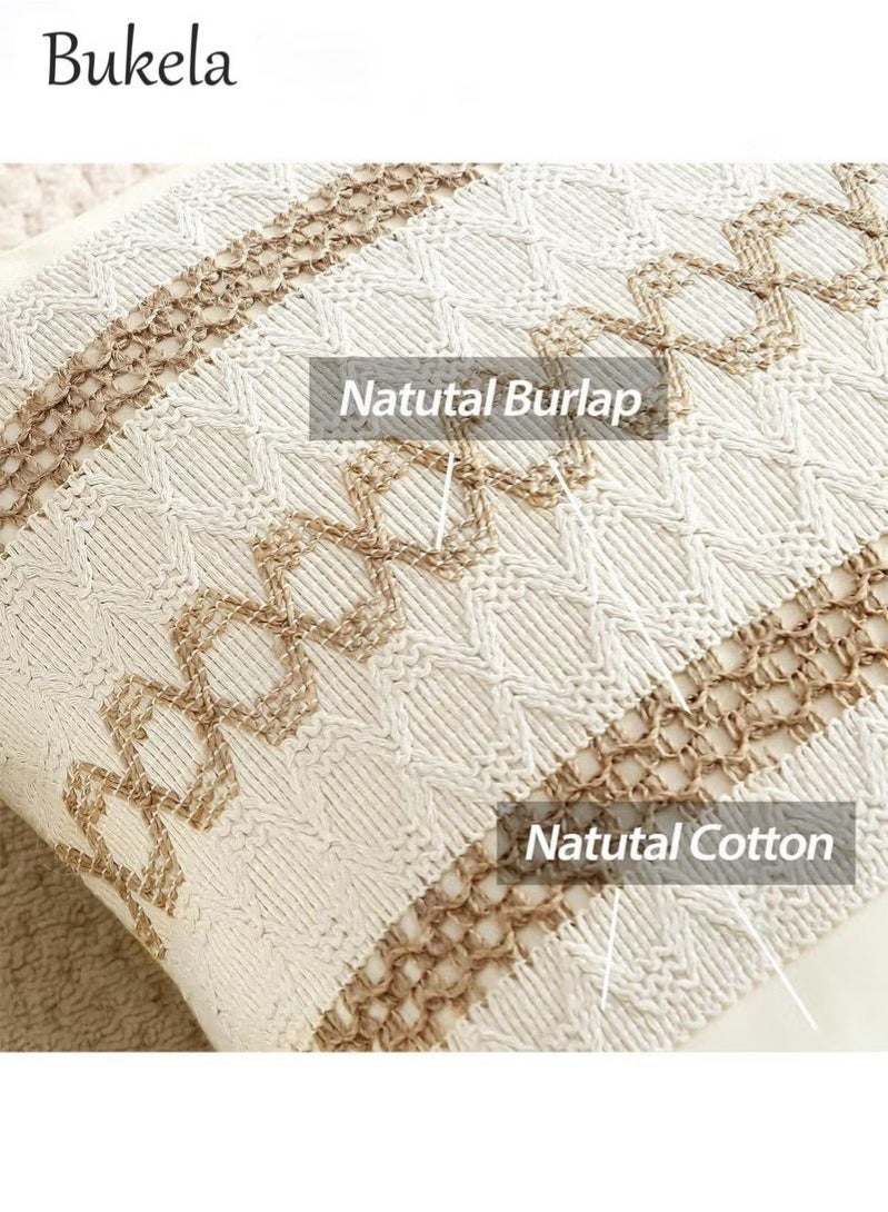 Bukela Set of 2 Throw Cushion Cover, Decorative Farmhouse Boho Pillow Cases, Decorative Geometric Modern Pattern Pillow Cushion Case for Couch Bedroom Living Room Sofa (Beige, 18 x 18 Inch) - Image 4