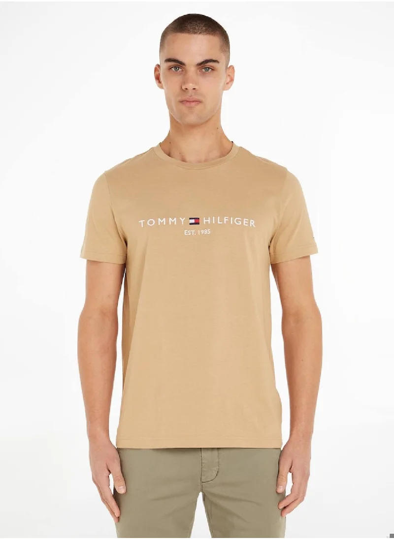 TOMMY HILFIGER Men's Logo Embroidery Slim Fit T-Shirt -  Pure cotton, Green