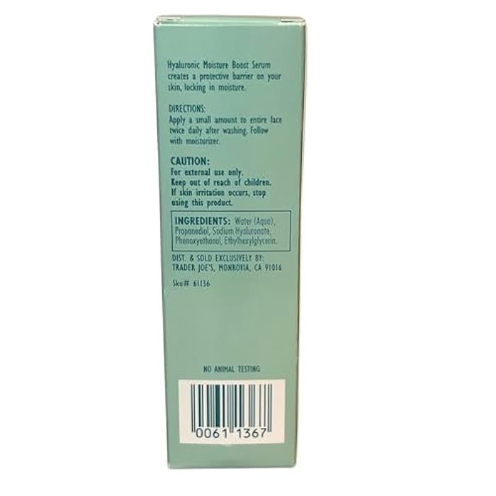 TRADER JOE'S HYALURONIC MOISTURE BOOST SERUM 1 FL OZ (30mL) - Image 2