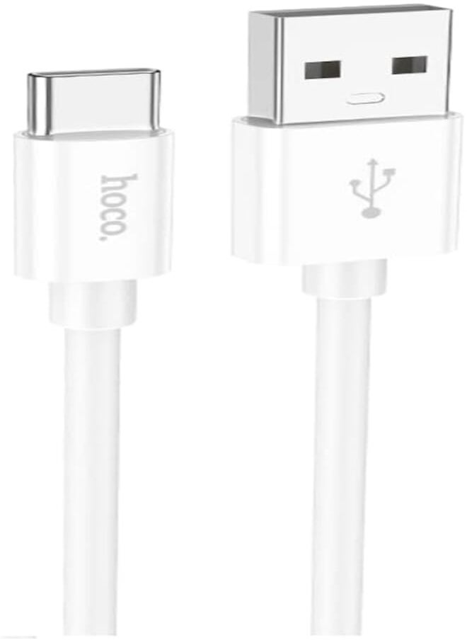 Hoco Hoco X87 - Magic Silicone Charging And Data Transmittion Cable (3A - 1M), USB-C Plug Compatible With Samsung Huawei Xiaomi Oppo - White 