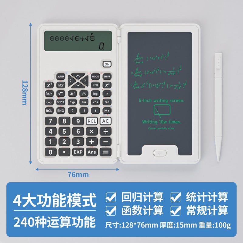 Function Calculator Handwriting Board Two-In-One Multifunctional Folding Quiet Portable Scientific Calculator For Examinations - Image 1