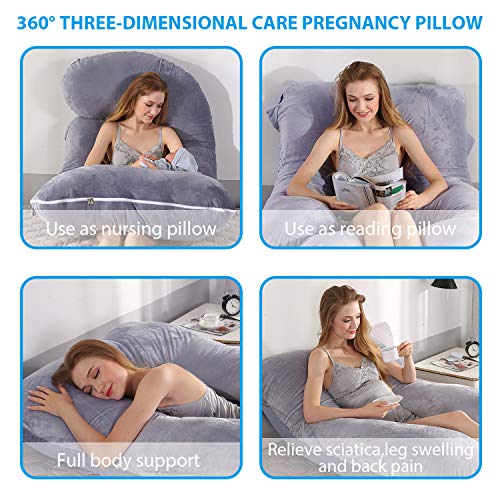 Victostar Pregnancy Pillow,57 inches U Shaped Maternity Pillow with Removable Cover Full Body Pillow Support for Back, HIPS, Legs, Belly (Dark Gray) - Image 5