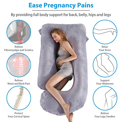 Victostar Pregnancy Pillow,57 inches U Shaped Maternity Pillow with Removable Cover Full Body Pillow Support for Back, HIPS, Legs, Belly (Dark Gray) - Image 4