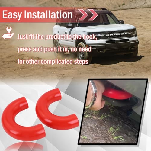 GEATaaT Tow Hook Covers Compatible with Ford F150 2004-2024, Bronco Base/Big Bend/Outer Banks 2021-2024, Toyota Tundra 2017-2021 (Red) - Image 5
