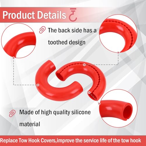 GEATaaT Tow Hook Covers Compatible with Ford F150 2004-2024, Bronco Base/Big Bend/Outer Banks 2021-2024, Toyota Tundra 2017-2021 (Red) - Image 4