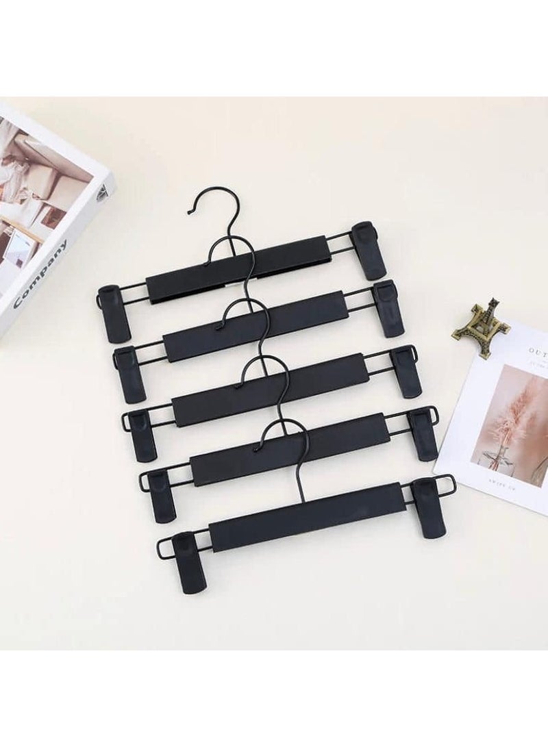 Nature Smile 20 Pack Black Suede Clip Hanger for Unfinished/Natural Trousers Skirts Suede Bottom Pants Hanger with 2 Adjustable Clips 360W - Hook  - Image 1