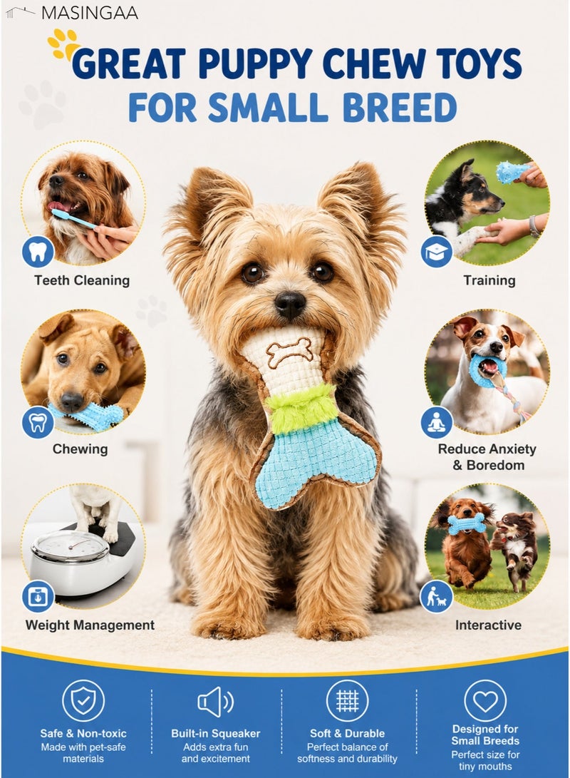 MASINGAA Dog Chew Toys, 6pcs Dog Puppies Teething Chewing Toy Set with Ball and Colorful Ropes, Interactive Pet Toys for Small and Medium Dogs (Blue) - Image 4