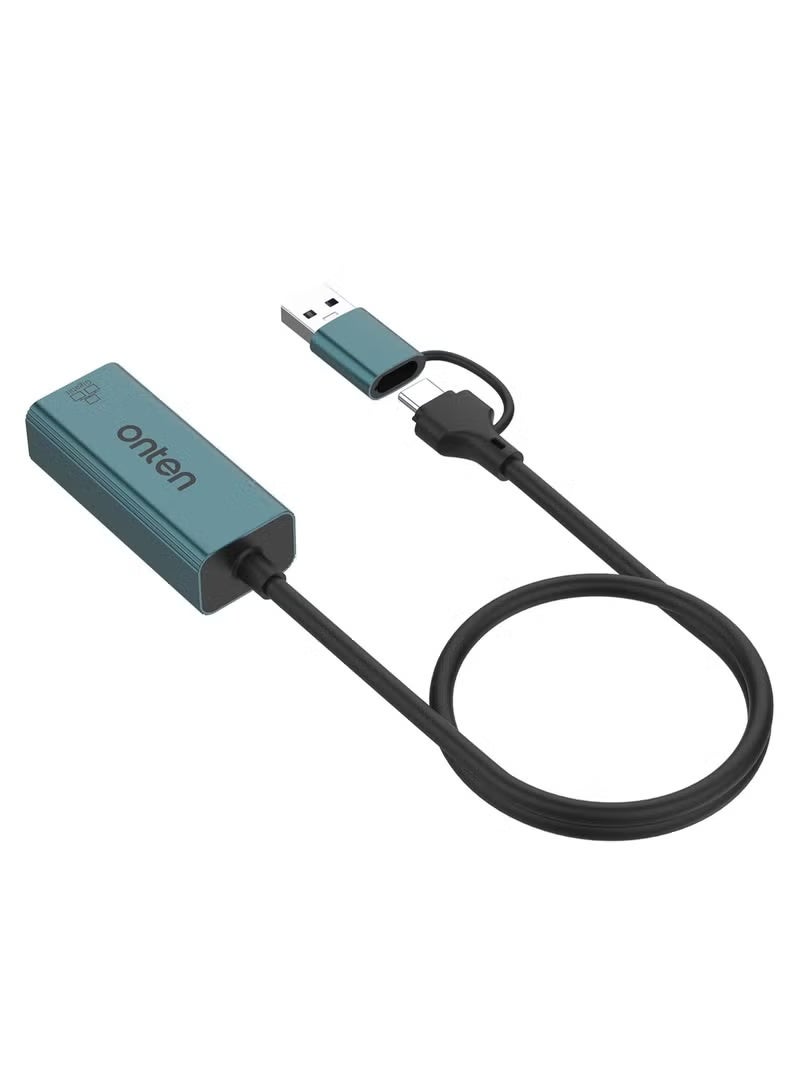 Onten UE106+ USB Type-A to USB Type-C Ethernet Adapter with 1000Mbps RJ45 Speed - Image 1
