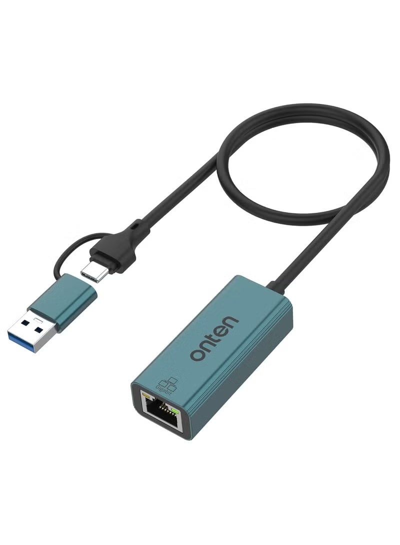 Onten UE106+ USB Type-A to USB Type-C Ethernet Adapter with 1000Mbps RJ45 Speed - Image 3