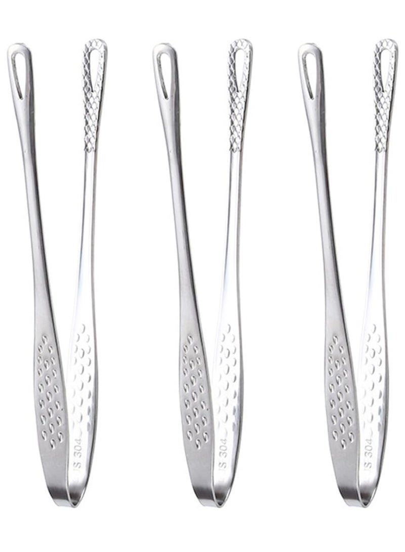 Excefore 3 Pcs Stainless Steel Grill Tongs Kitchen Food Tongs Cooking Tongs for Food Sweets Bread Cake Kitchen Wedding Party - Image 1
