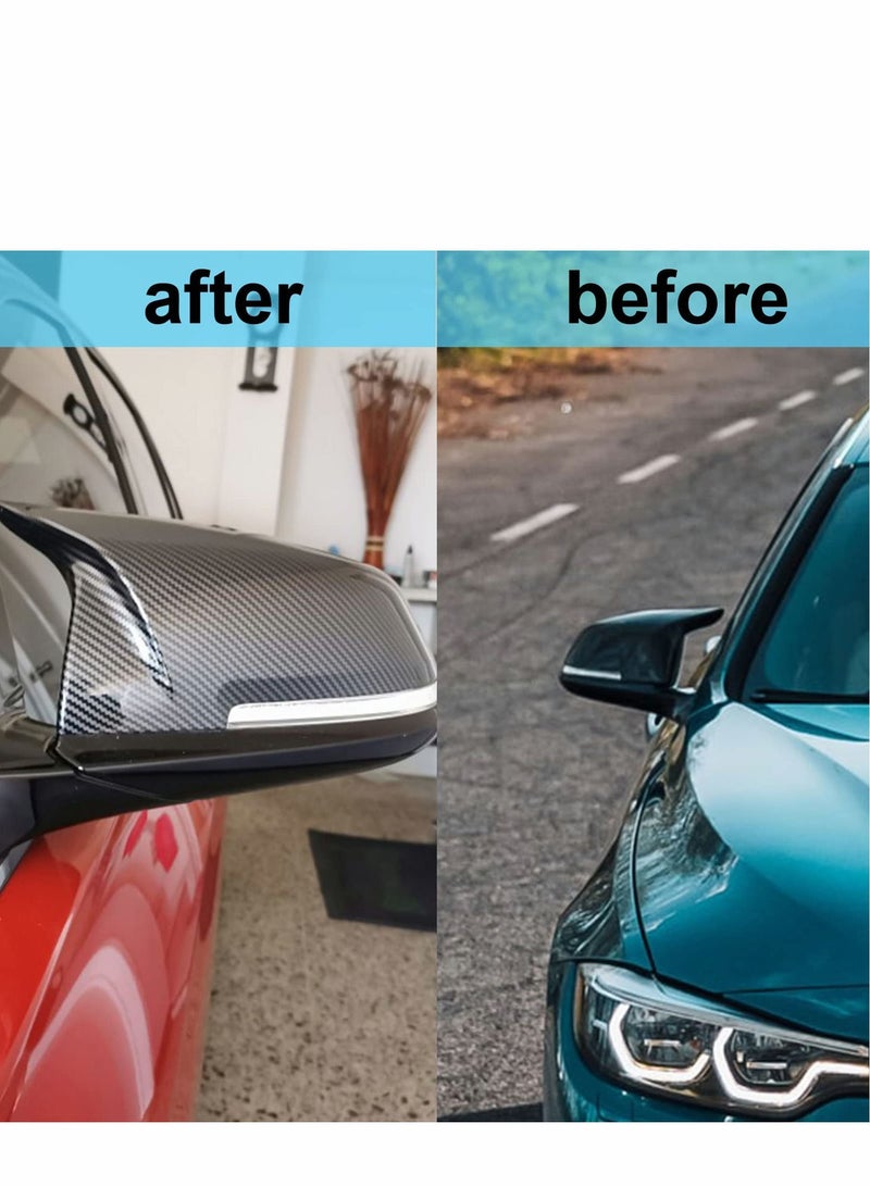 SYOSI Door Rearview Mirror Cover, 2 Pcs Caps Rearview Replacement, Carbon Fiber Side Mirror Cover, for BMW F20 F22 F23 F30 F31 F32 F33 F36 F87 M2 X1 E84 (Carbon Fiber) - Image 2
