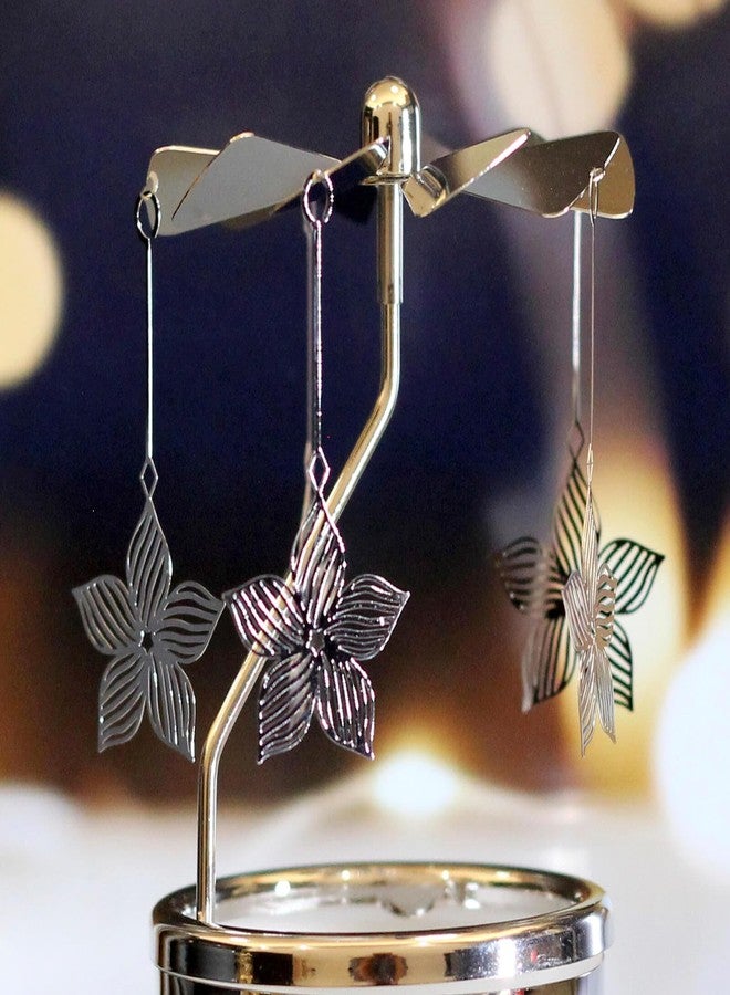 iLaJao Rotating Candle Holders Spinning Tealight Holder Silver Golden Carousel Candleholders with Plated Owl Stars Flowers Decoration for Home, Gift for Wedding Mom Wife Bride Birthday - Image 5