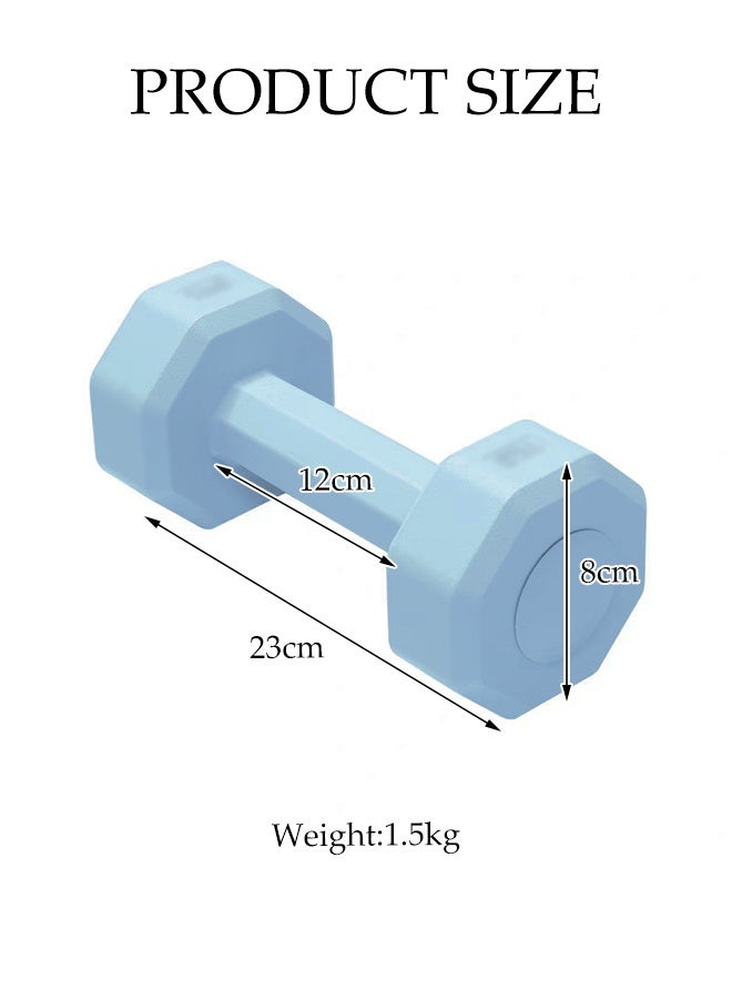 DUNISO 2-Piece Solid Dumbbell Set with Non-slip handle, Rubber & Colored Coating,for Strength Training, Fitness ,Home Training,(Blue) 1.5kg*2 - Image 2