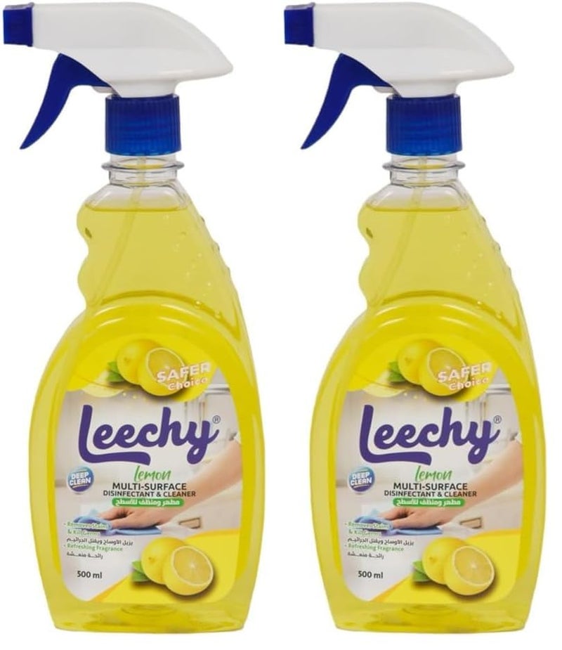 Leechy Lemon Surface Cleaner And Disinfectant Spray 500 ml (Pack of 2)