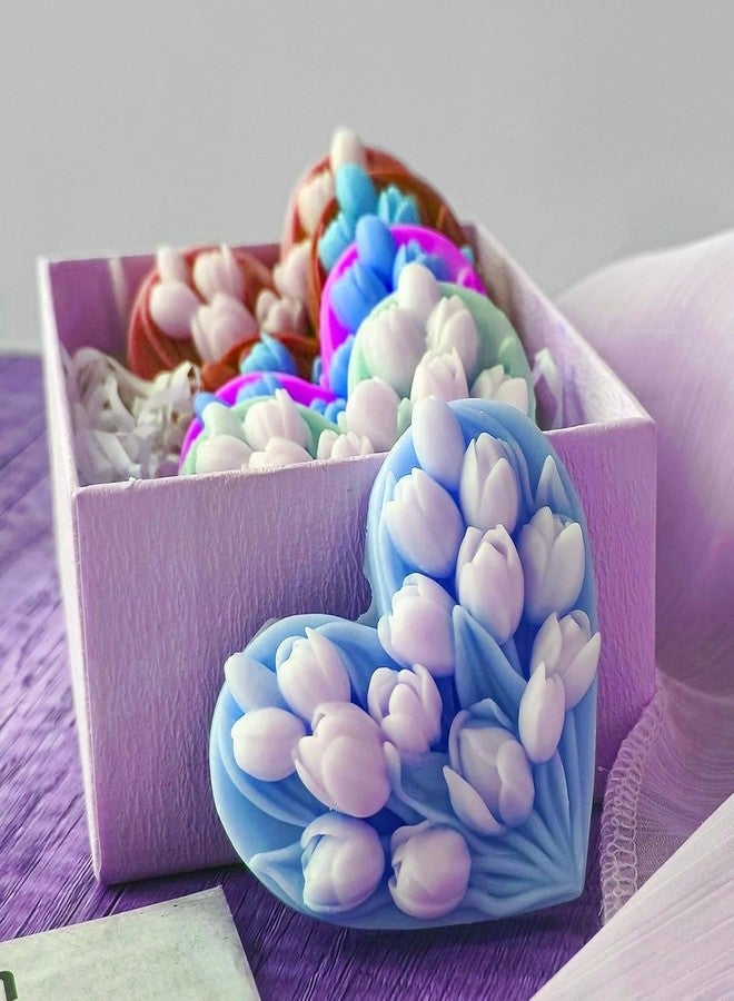 Skytail Heart Tulip Flower Silicone Candle Mould 3D Floral Resin Casting Soap Mold for Candle Making Wax Melts DIY Resin Crafts Home Decor Candles Making Flower Candle Bouquet Cake Decoration - Image 5