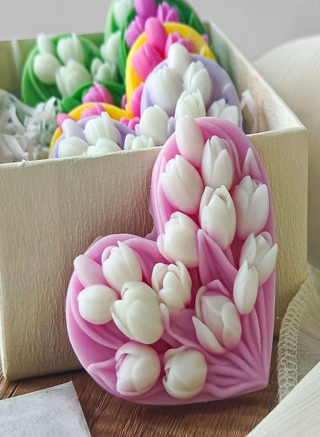 Skytail Heart Tulip Flower Silicone Candle Mould 3D Floral Resin Casting Soap Mold for Candle Making Wax Melts DIY Resin Crafts Home Decor Candles Making Flower Candle Bouquet Cake Decoration - Image 4