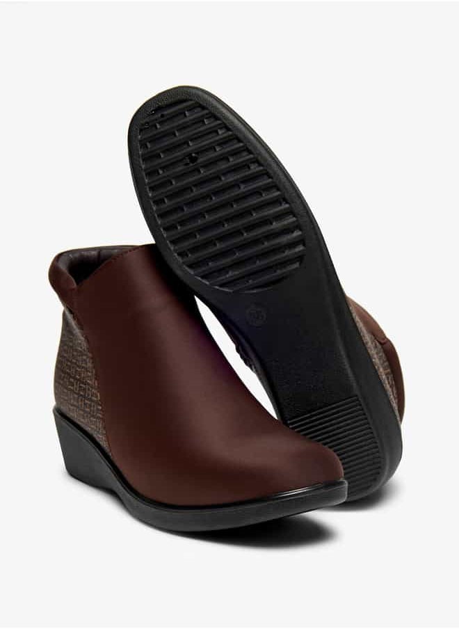 Flora Bella By Shoexpress Women Panelled Ankle Boots with Zip Closure and Wedge Heels  - Image 4