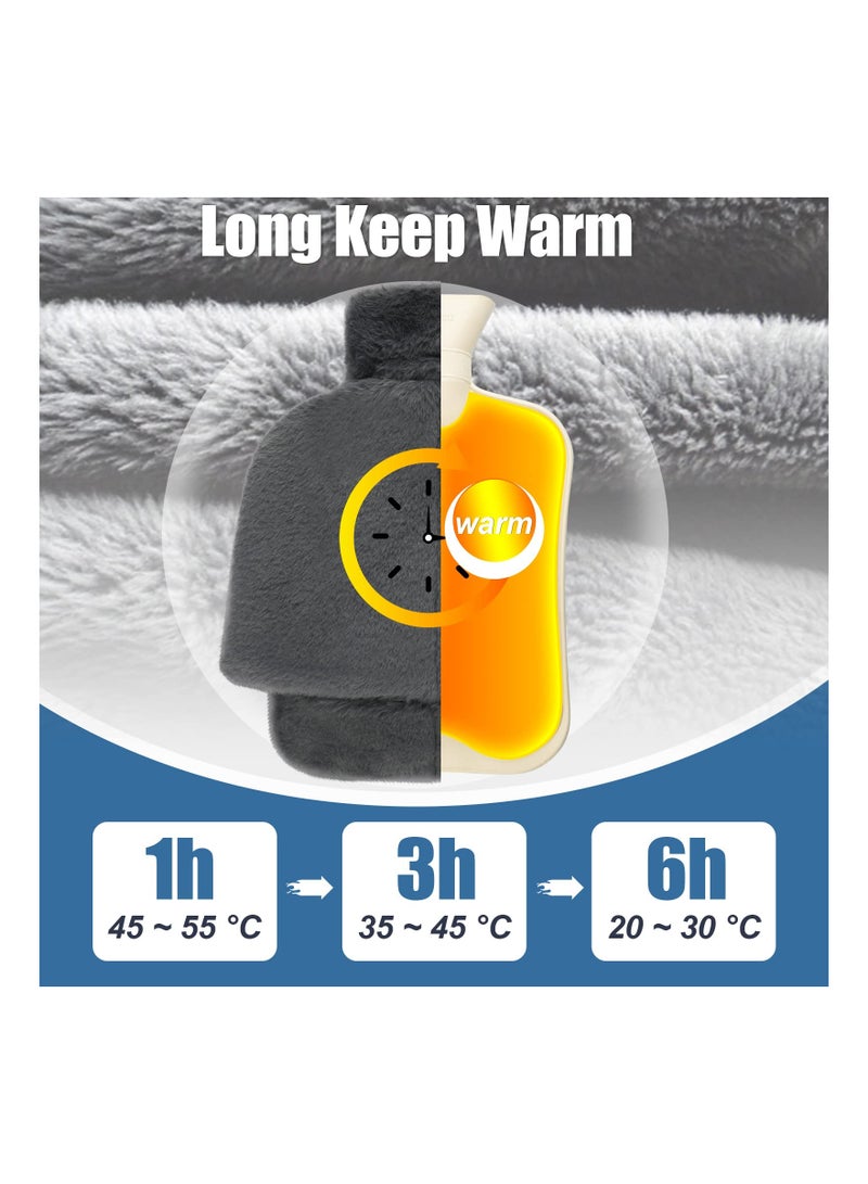Foot Warmer Hot Water Bottle for Feet, Foot Warmer Bottle with Removable Washable Cover Snug Feet Warmer 2L Large Bottle with Thickened Plush Cover for Women Men The Elderly Comfortable Night Sleep - Image 4