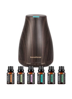 InnoGear InnoGear Essential Oil Diffuser with Oils, 100ml Aromatherapy Diffuser with 6 Essential Oils Set, Aroma Cool Mist Humidifier Gift Set, Dark Wood Grain 