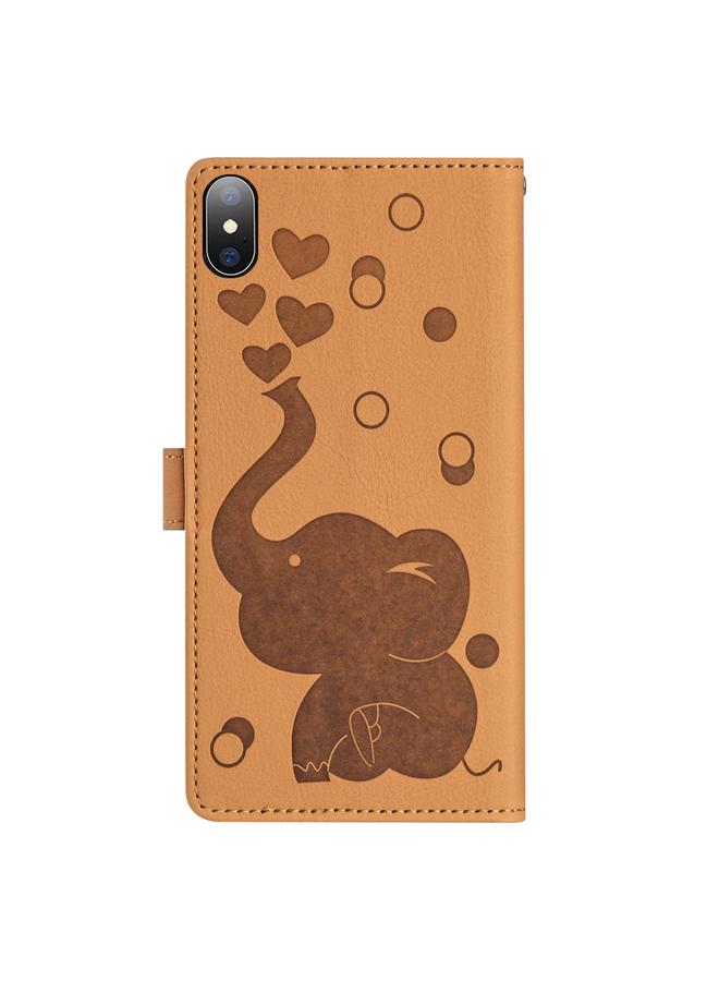 اس-توب جراب هاتف iPhone X / XS مصنوع من الجلد المنقوش برسومات فيل كرتونية - Image 4