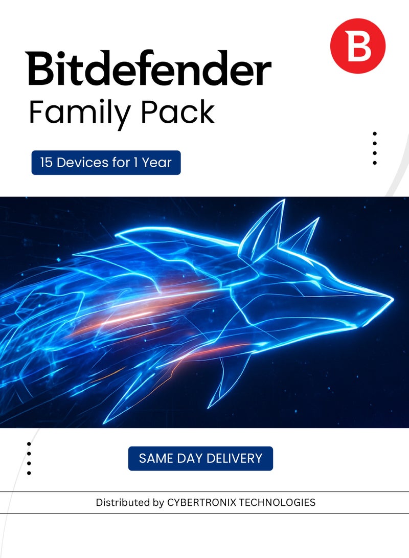 Bitdefender Family Pack | 15 Devices for 1 Year | Digital License | SAME DAY DELIVERY