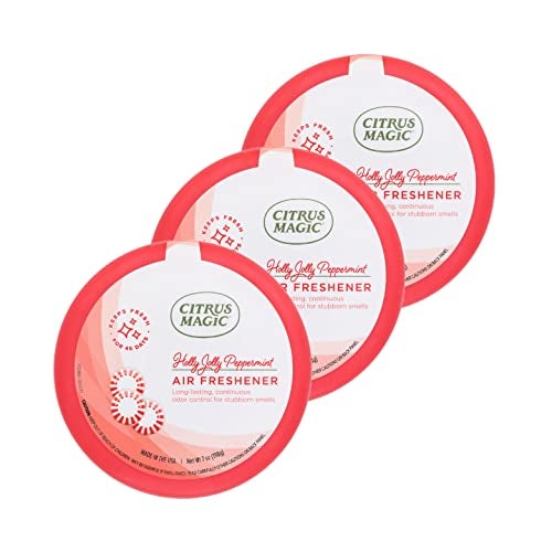 Citrus Magic Holiday Odor Absorbing Solid Air Freshener, Holly Jolly Peppermint, 7-Ounce, Pack of 3 - Image 1
