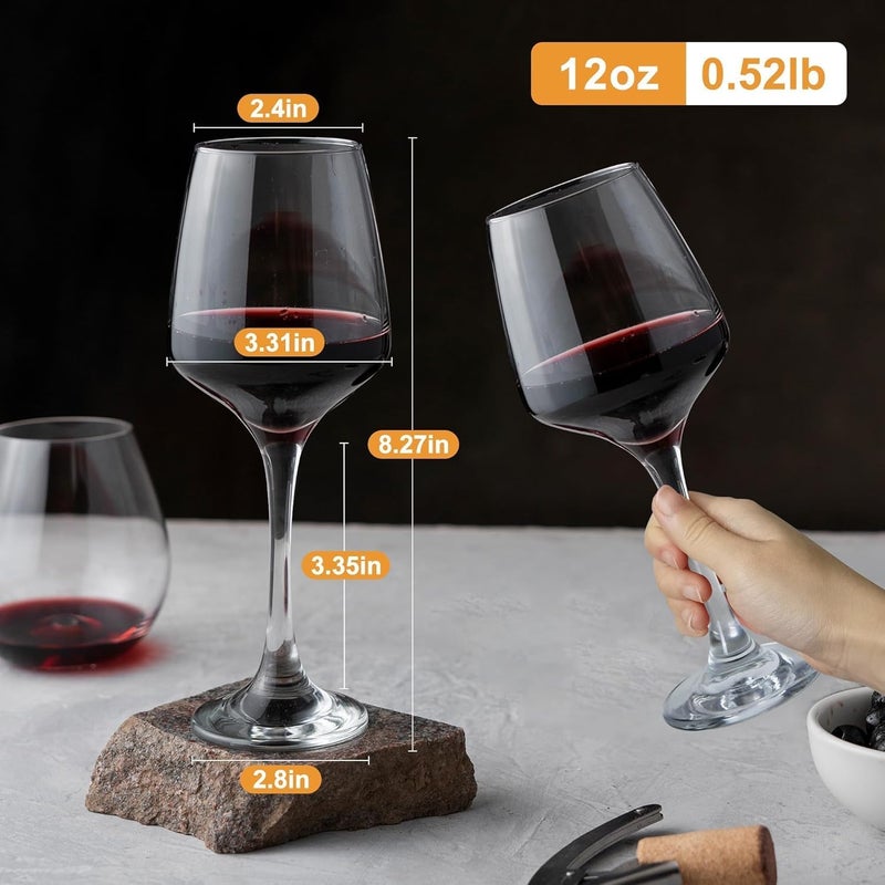 Premium Wine Glasses Set of 6, 12oz Classic Stemmed Crystal Glasses, Thick & Clear, Dishwasher Safe Stemware for .Red or White, Gift for Party, Holiday, Anniversary, Restaurant, Home Bar, Daily Use - Image 2