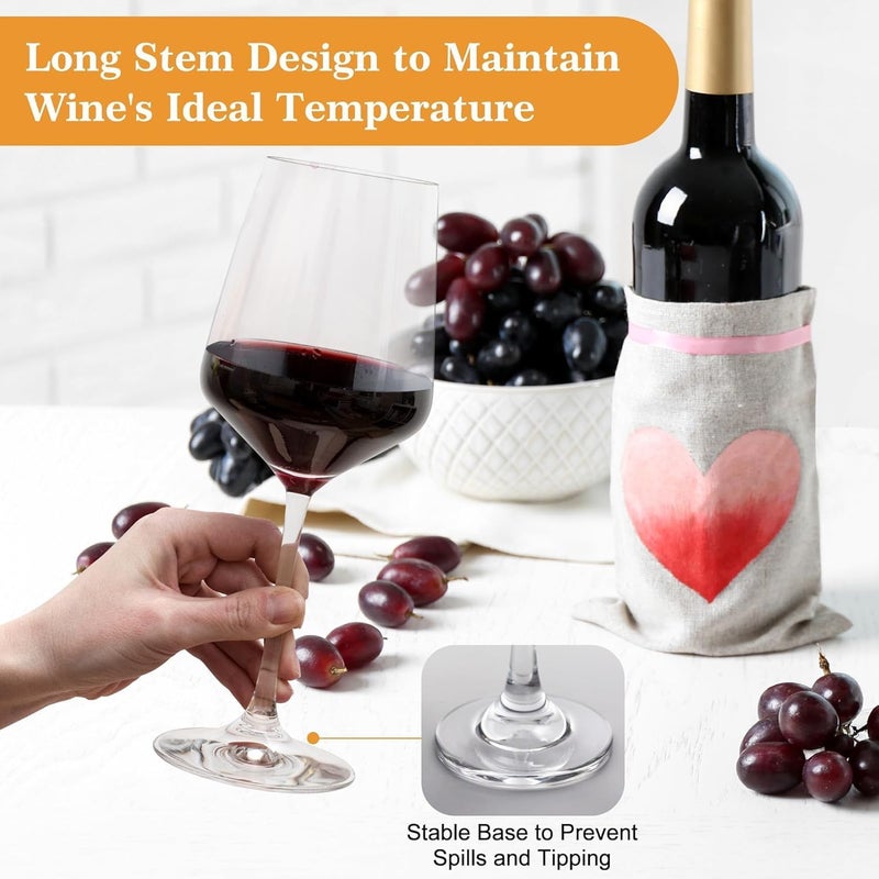 Premium Wine Glasses Set of 6, 12oz Classic Stemmed Crystal Glasses, Thick & Clear, Dishwasher Safe Stemware for .Red or White, Gift for Party, Holiday, Anniversary, Restaurant, Home Bar, Daily Use - Image 4