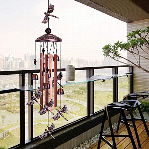 xxschy Dragonfly Wind Chimes Outdoor Decor - With 4 Tubes 6 Bells 7 Dragonflies 36" Waterproof Mobile Romantic Wind Catcher Dragonfly Windchimes for Home, Xmas Mom Gifts, Festival, Balcony, Garden Decoration - Image 5