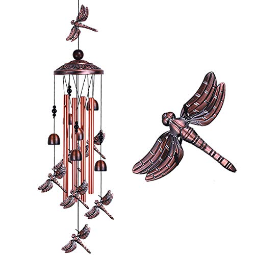 xxschy Dragonfly Wind Chimes Outdoor Decor - With 4 Tubes 6 Bells 7 Dragonflies 36" Waterproof Mobile Romantic Wind Catcher Dragonfly Windchimes for Home, Xmas Mom Gifts, Festival, Balcony, Garden Decoration - Image 1